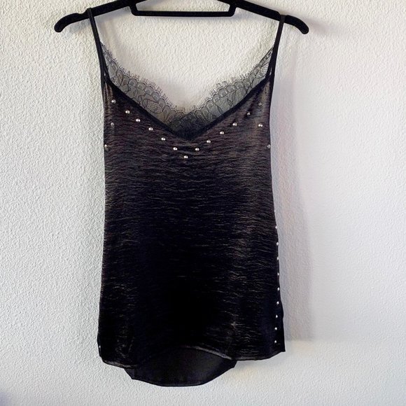 Zara Tops - Zara Black Lace Sateen Cami Tank Top